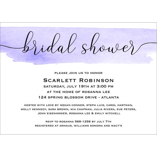 Watercolor Swash Bridal Shower Invitations